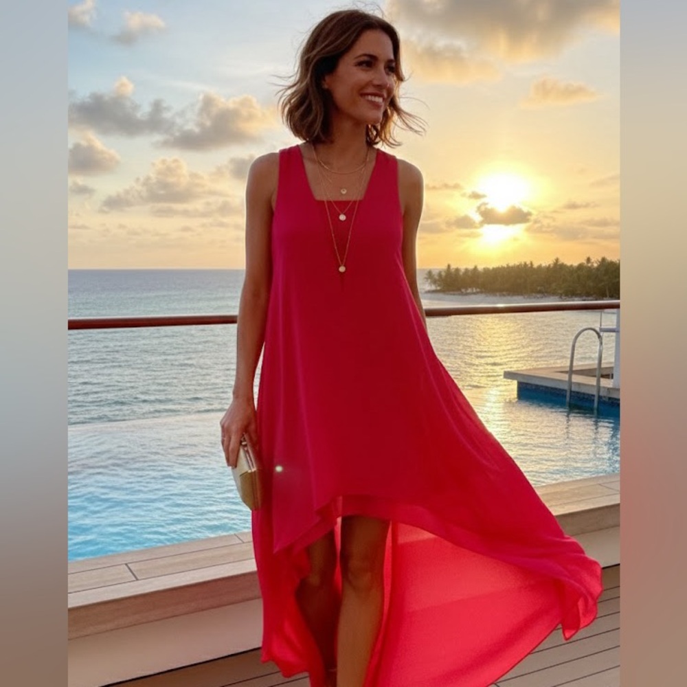 BCBGMaxAzria High-Low Dress in Vibrant Pink Raspberry - Size XXS